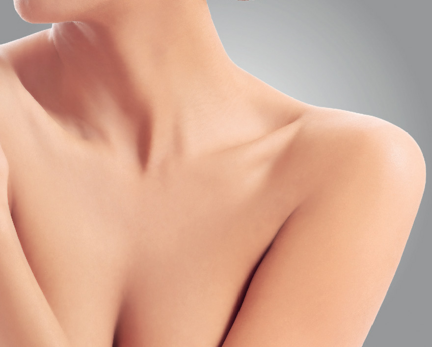 Close-up of a woman's neck and decolletage for Endolift laser skin lifting in London