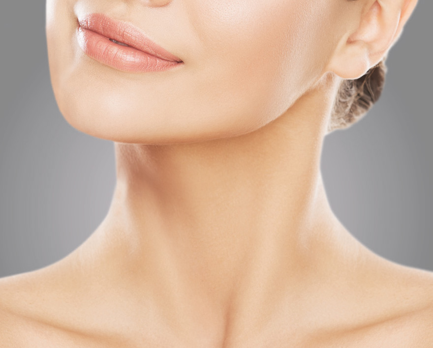 Close-up of a woman's neck and jawline for Endolift laser skin lifting in London